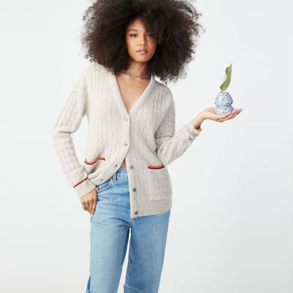 Kule The Sally Chinchilla Cashmere Cardigan Sweater medium